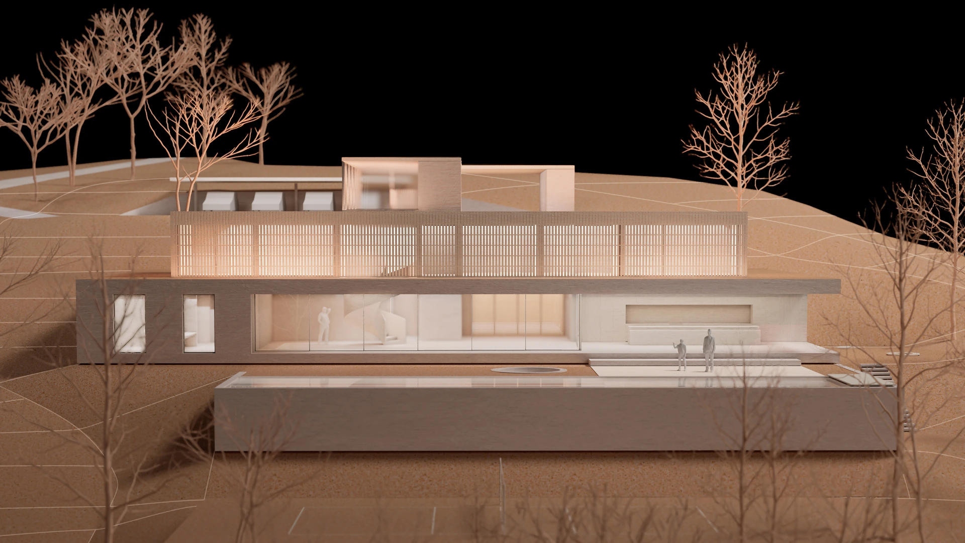 Isométrica de estudo volumétrico da Casa Colina, projeto residencial Porto Feliz Studio Maio